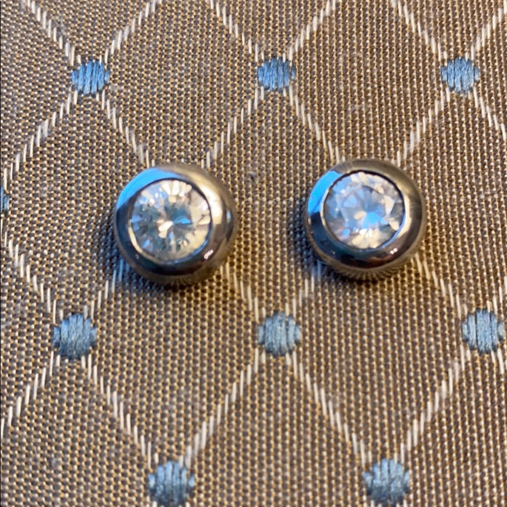 Silver Tone Crystal Stud Earrings